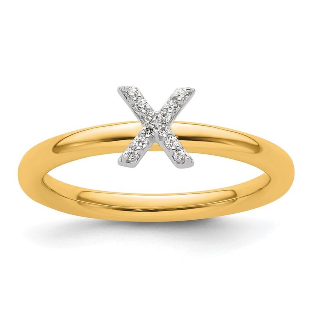 Kazi Luxury 14k Yellow Gold Stackable Diamond Ini… - image 1